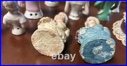 Lot of 14 Vintage German Japan Porcelain Chalkware Half Dolls Pincushion