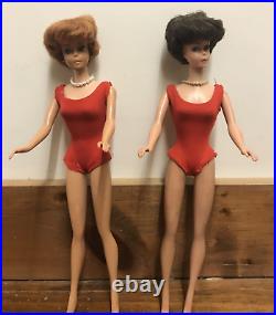 Lot of 2 Vintage 1962 Midge 1958 Barbie Mattel Dolls Bubble Blonde Brunette Hair