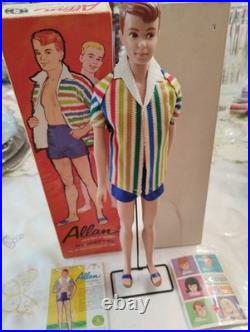 MATTEL vtg #1000 ALLAN DOLL COMPLETE withRareOUTFIT, STAND & BOX 1963