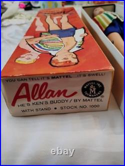 MATTEL vtg #1000 ALLAN DOLL COMPLETE withRareOUTFIT, STAND & BOX 1963