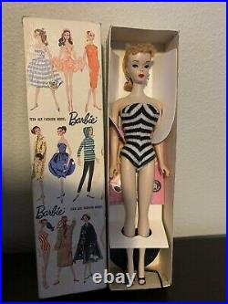 Mattel 1960 Barbie Doll Ponytail # 3 Blonde Brown Eyeliner Ex Condition