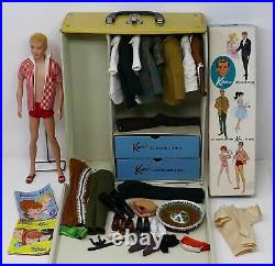 Mattel 1960s Blonde Ken Barbie Doll Case & Clothing Lot