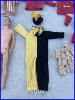 Mattel 1960s Ken Doll Flocked Hair & Dark Hair + Clothes LOT with Mattel Tag