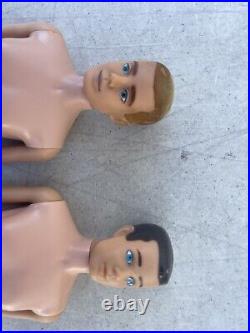 Mattel 1960s Ken Doll Flocked Hair & Dark Hair + Clothes LOT with Mattel Tag