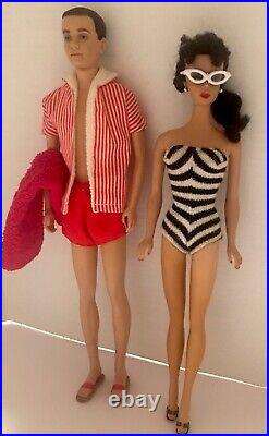 Mattel Ken & Pretty Barbie Brunette Ponytail #3-4 Solid Body Vintage-Japan Mattel Ken & Pretty Barbie Brunette Ponytail #3-4 Solid Body Vintage-Japan