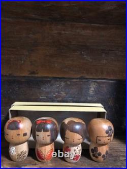 Mini Kokeshi Doll Yamakawa Isamu 4 Pieces Approx. Height 7.5cm Vintage Rare Old