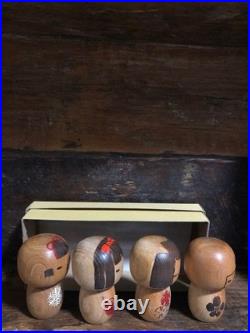Mini Kokeshi Doll Yamakawa Isamu 4 Pieces Approx. Height 7.5cm Vintage Rare Old