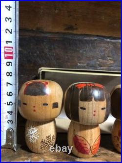 Mini Kokeshi Doll Yamakawa Isamu 4 Pieces Approx. Height 7.5cm Vintage Rare Old