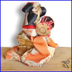 Miniature Vintage Japanese Geisha Doll with Fan Handcrafted