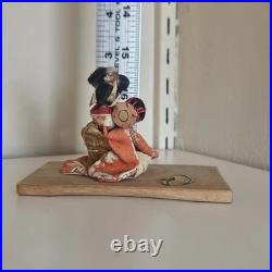 Miniature Vintage Japanese Geisha Doll with Fan Handcrafted