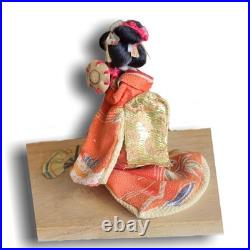 Miniature Vintage Japanese Geisha Doll with Fan Handcrafted
