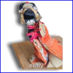 Miniature Vintage Japanese Geisha Doll with Fan Handcrafted