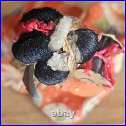 Miniature Vintage Japanese Geisha Doll with Fan Handcrafted