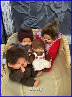 Monchichi-Vintage 1974 Family Of Dolls- Lot Of 5
