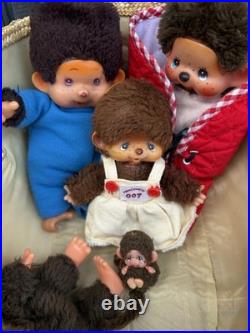 Monchichi-Vintage 1974 Family Of Dolls- Lot Of 5