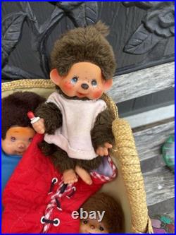Monchichi-Vintage 1974 Family Of Dolls- Lot Of 5