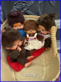 Monchichi-Vintage 1974 Family Of Dolls- Lot Of 5