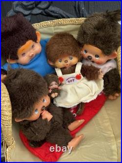 Monchichi-Vintage 1974 Family Of Dolls- Lot Of 5