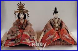 Museum-Quality Emperor & Empress Hina Japanese Vintage Dolls Platforms-Signed