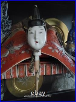 Museum-Quality Emperor & Empress Hina Japanese Vintage Dolls Platforms-Signed