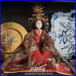 Museum-Quality Emperor & Empress Hina Japanese Vintage Dolls Platforms-Signed