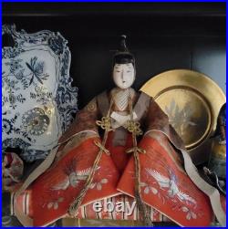 Museum-Quality Emperor & Empress Hina Japanese Vintage Dolls Platforms-Signed