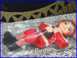 NOS 1950s Vintage ELF FOOTBALL PLAYER Japan Knee Hugger Pose Able Doll Christmas