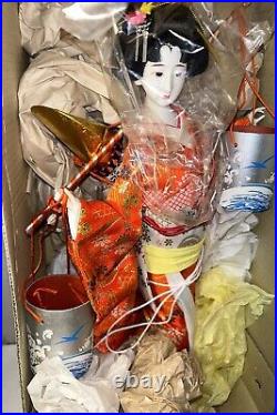 New Vintage Shiokumi Japanese Geisha Asian Doll 18 With Water Buckets Pales New Vintage Shiokumi Japanese Geisha Asian Doll 18 With Water Buckets Pales