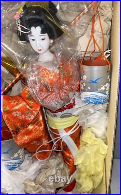 New Vintage Shiokumi Japanese Geisha Asian Doll 18 With Water Buckets Pales New Vintage Shiokumi Japanese Geisha Asian Doll 18 With Water Buckets Pales