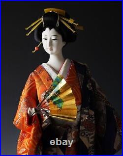 Nice Vintage Classic Style Japanese Traditional Fan Geisha Doll 57cm Large Size