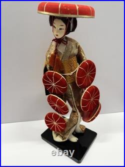 Nishi Doll, Maiko, Japanese Kyoto Geisha Red Hat Dress Rare, vintage 17 tall