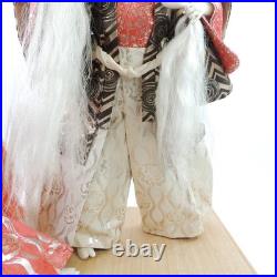 Nishi Kagamijishi 17 White & Red Hair Kabuki Dancer Dolls on Wood Base Vintage