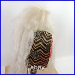 Nishi Kagamijishi 17 White & Red Hair Kabuki Dancer Dolls on Wood Base Vintage