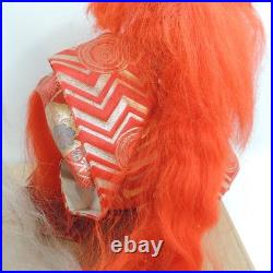 Nishi Kagamijishi 17 White & Red Hair Kabuki Dancer Dolls on Wood Base Vintage