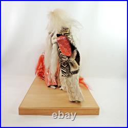 Nishi Kagamijishi 17 White & Red Hair Kabuki Dancer Dolls on Wood Base Vintage