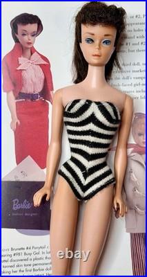 Number Seven #7 Mattel Ponytail Black/Brunette Barbie Doll 1960s