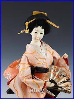 Old Vintage Japanese Sakura Color GEISHA Doll -Traditional Fan- Sumire Doll