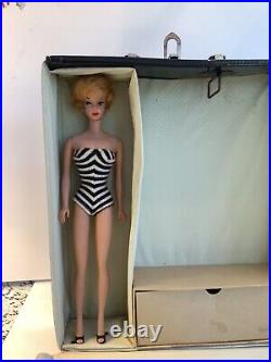 Original 1960-1961 Blonde Bubble Cut Barbie lots of original outfits& 1961 Case