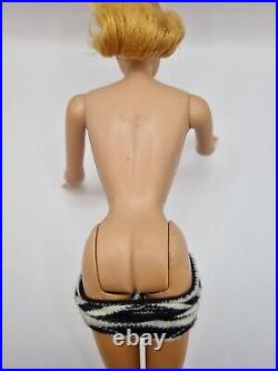 Original 1960 No. 4 Vtg Ponytail Barbie Doll/Zebra Swimsuit pls Read