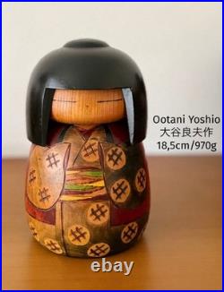 Otani Yoshio Creative Kokeshi 18 5 cm Vintage Solid Wood Authentic