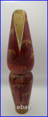 RARE! 12 HASHIME TAKAHASHI Vintage Kokeshi Doll Signed 1970s Japan Red Kimono