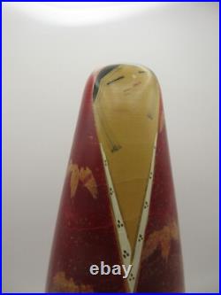RARE! 12 HASHIME TAKAHASHI Vintage Kokeshi Doll Signed 1970s Japan Red Kimono