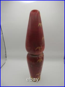 RARE! 12 HASHIME TAKAHASHI Vintage Kokeshi Doll Signed 1970s Japan Red Kimono