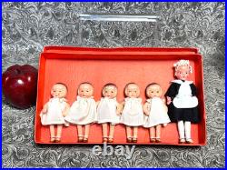 RARE Dionne Quintuplets Dolls with Nurse Made In Japan House Of SECO Vintage Set