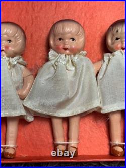 RARE Dionne Quintuplets Dolls with Nurse Made In Japan House Of SECO Vintage Set