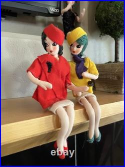 RARE MCM 3 Vintage 1960s Handmade 12 Japanese Big-Eyed Posable Teenager Dolls