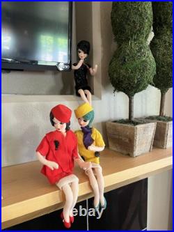 RARE MCM 3 Vintage 1960s Handmade 12 Japanese Big-Eyed Posable Teenager Dolls