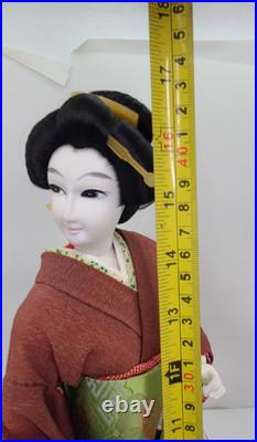 RARE Vintage Japanese Doll by Rakuho Oyama Style Umbrella Kimono Display