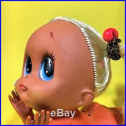 RARE Vintage Made in Japan Big Eyed Tear Teardrop Rubber Girl Doll Kamar Style