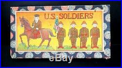 RARE Vtg Antique US WW 1 Soldiers Bisque Set Japan Military Dolls Original Box